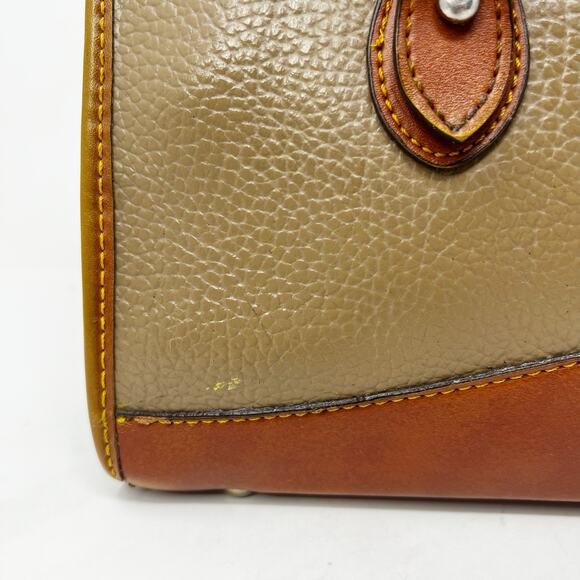 Vtg 90s Dooney & Bourke All-Weather Pebbled Leather Satchel Bag Purse Tan/Brown - Picture 10 of 14